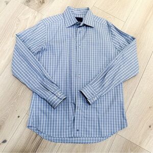 DAVID DONAHUE Blue Checkered Men's Shirt 16 34/35​